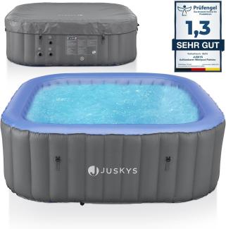 Juskys Whirlpool Palmira für bis zu 6 Personen - Outdoor Indoor Pool aufblasbar - 2 m Aussenwhirlpool - Spa Hot Tub eckig - Grau