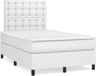 vidaXL Boxspringbett mit Matratze Weiß 120x190 cm Kunstleder 3269978