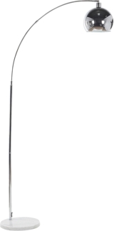 'Paroo' Stehlampe Silber Metall 210 cm verchromt verstellbarer Schirm Marmorfuß Kabel mit Schalter Bogenlampe Industrie Look