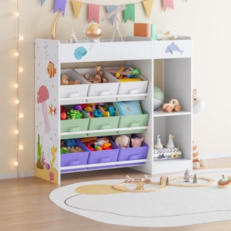 Kinderregal Farusa 80x90x30 cm Aqua Dream Motiv [en. casa]