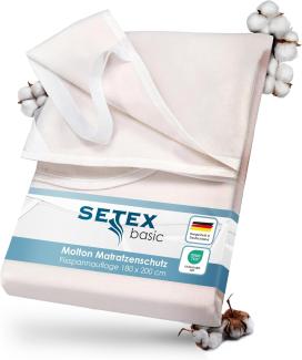 SETEX Molton Matratzenschutz, 180x200 cm, Eckgummis, Matratzenschoner aus 100 % Baumwolle, Basic, Naturfarben