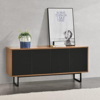 Sideboard Mariestad 120x30x55cm Dunkler Holzton/Schwarz en. casa