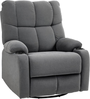 HOMCOM Relaxsessel Fernsehsessel mit Liegefunktion, Schaukelfunktion und Becherhalter (TV-Sessel, 1-St, Ruhesessel), für Wohnzimmer, Dunkelgrau