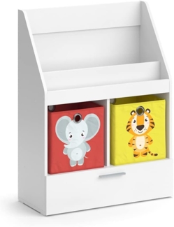 Vicco Kinderregal Weiß 72 x 96.2 cm mit Schublade und 2 Faltboxen opt. 5, Luigi
