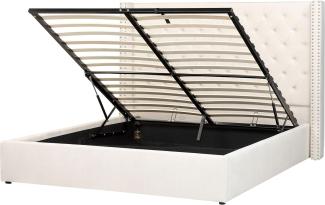 Bett mit Stauraum LUBBON 160 x 200 cm Samtstoff Cremeweiß