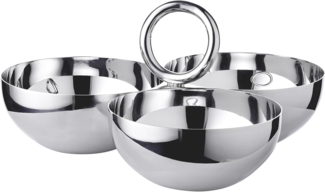 EDZARD Servierschale Apus, Edelstahl, Triple Schale, Silber-Optik, hochglanzpoliert, H 10 cm