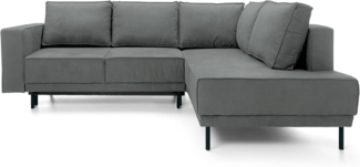 Ecksofa Rodario mit Schlaffunktion, Easy-Clean-Veloursbezug in Dunkelgrau, rechtsseitig