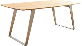 Esstisch Edge Boot 200x100x2,5-3 Eiche Natur Edelstahl Schräg Schweizer Kante