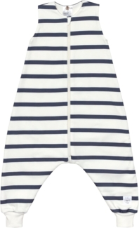 LÄSSIG Kinder Schlafoverall ärmellos 1,0 TOG atmungsaktiv aus Bio Baumwolle GOTS Zertifiziert/Sleeping Jumper Striped Milky/Navy, Größe 98/104