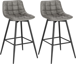 2er-Set Designer Barstuhl mit Fußstütze Kunstleder, Metallbeine Elif dunkelgrau