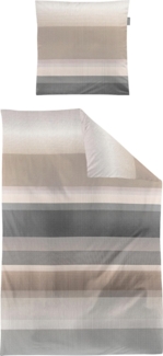 Mako-Satin-Bettwäsche Wave 155 x 220 cm, Baumwolle, Braun, Grau