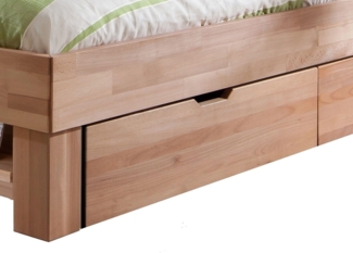 Meble Stolrus Schlafzimmer-Set Bettkasten Schubladen Kernbuche massiv geölt 2er oder 4er Set Judith, Front kernbuche massiv