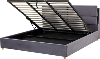 Polsterbett 'BATILLY' Samtstoff mit Bettkasten hochklappbar Grau 180x200 cm