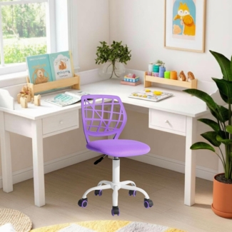 FurnitureR Kinderstuhl höhenverstellbar für Schreibtisch, ergonomischer bunter Jugendstuhl mit Rückenlehne & Armlehnen, Drehstuhl mit 5 Rollen, für Kinder 3–10 Jahre, bis 100 kg belastbar