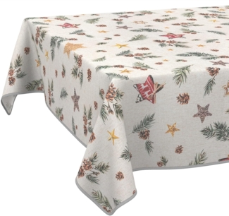 ANRO Tischdecke pflegeleicht Weihnachten Tischtuch Christmas Tannenzapfen Tischwäsche (Einzelstück 1-tlg), Schutz-Beschichtung wasserabweisend Grün 90x130 cm