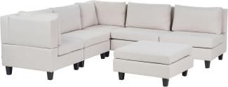 Ecksofa mit Ottomane UNSTAD Helles Beige Stoff