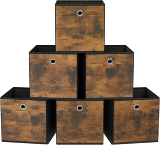 SONGMICS Aufbewahrungsbox, 6er Set, Ordnungsboxen, Vliesstoff, Faltbox, 26 x 26 x 28 cm, Stoffbox, für Würfelregal, Organizer für Kleidung