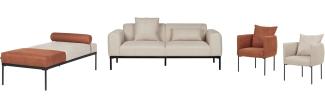 Sofa Set Leinenoptik beige goldbraun 5-Sitzer MALMOS