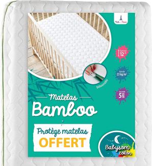 70x140 cm - abysom - Bambus Babymatratze | Kindermatratze + wasserdicht Matratzenschoner GESCHENKT - Natur - Atmungsaktiv - Bezug abziehbar - Höhe 12cm