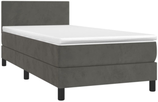vidaXL Boxspringbett mit Matratze & LED Dunkelgrau 90x190 cm Samt 3134256