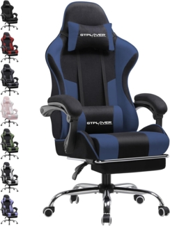 GTPLAYER Gaming-Stuhl Bürostuhl Gaming Stuhl Massage Ergonomischer Gamer Stuhl, mit Massage-Lendenkissen Fußstütze, Kopfstütze