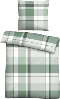 Traumhaft schlafen - Castell - Markenbettwäsche Feinbiber Bettwäsche 0306725 KARO GROß, mint, 1x 135x200 cm + 1x 80x80 cm