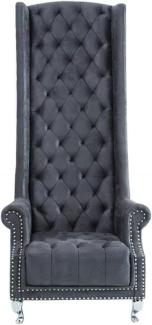 Casa Padrino Chesterfield High Back Sessel Grau - Thron König Hochlehn Sessel - Modern Barock Hochlehner