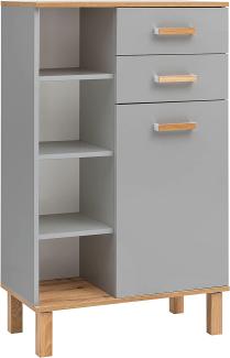 Schildmeyer Padua Highboard 148815, Platingrau/Eiche Landhaus Dekor, 67,0 x 35,0 x 114,5 cm (B/T/H)