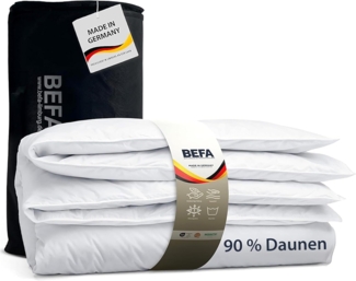 BEFA NATUR Daunenbettdecke kuschelig, leichte Premium-Sommerdecke, Füllung: 90% Daunen, 10% Federn, Made in Germany - hochwertige Verarbeitung - Allergiker geeignet