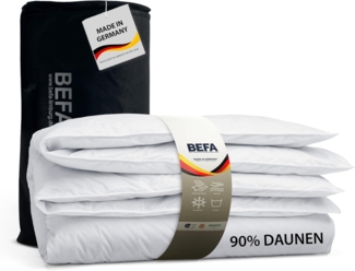 BEFA NATUR Daunenbettdecke kuschelig, leichte Premium-Sommerdecke, Füllung: 90% Daunen, 10% Federn, Made in Germany - hochwertige Verarbeitung - Allergiker geeignet
