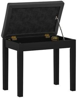 HOMCOM Klavierbank Klavierstuhl mit Stauraum bis 120kg Belastbar (Pianobank, 1-St, Klavierhocker), Kunstleder, Schwarz, 55 x 34 x 50 cm