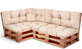 Palettenkissen Set Wetterfest – Sitzkissen für Europaletten – Palettenpolster, gefüllt mit granuliertem Poulirette-Schaum – Inkl. 2x Sitzkissen 120x80 +Rückenlehne 120x40 sowie 60x40 & 40x40