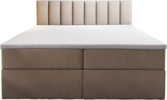 Palermo Boxspringbett mit Bettkästen H3 Matratze mit Topper (Beige, 140x200 cm)
