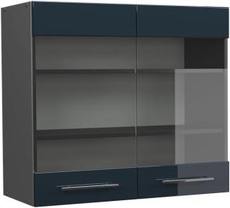 Vicco Glashängeschrank Fame-Line Anthrazit Dunkelblau Hochglanz 80 cm