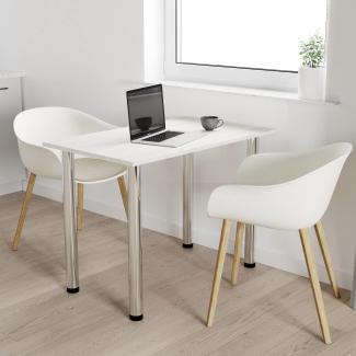 100x60 | Esszimmertisch - Esstisch - Tisch mit Chrombeinen - Küchentisch - Bürotisch | White Craft