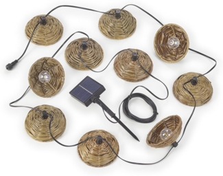 Outdoor Lichterkette MOOD mit 10 Schirmen Solar & USB aufladbar, Länge 5,7 Meter