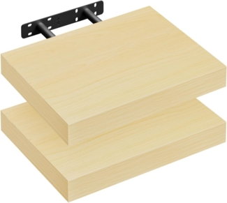 WOLTU Wandregal 2er Wandboard Bücherregal Regale für Deko Wandablagen aus MDF Holz,Hängeregal Gelb Eiche, 30 x 22.9 x 3.8 cm RG9371kei-2