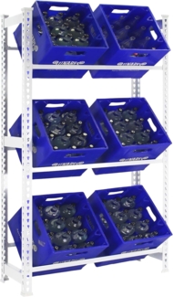 Simon Rack Getränkekistenregal für 6 Kisten, 1800x800x300 mm, Weiss, Freistehendes Metallregal für Wasserkisten, Bierkisten oder Getränkekisten, Für Küche, Garage oder Keller