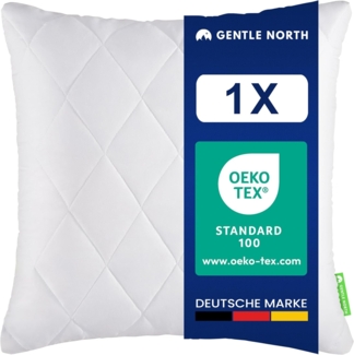 Gentle North Kopfkissen (80x80 cm groß) - Kissen für Bett und als Dekokissen - Mit Reißverschluss für Füllung - Sofakissen - Zierkissen für Couch und Sofa - Ökotex - Waschbar bis 60° - Weiß