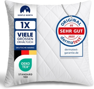 Gentle North Kopfkissen (80x80 cm groß) - Kissen für Bett und als Dekokissen - Mit Reißverschluss für Füllung - Sofakissen - Zierkissen für Couch und Sofa - Ökotex - Waschbar bis 60° - Weiß