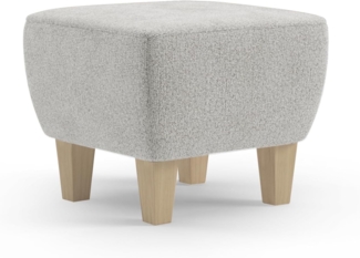 Cavadore Hocker Vida / Polsterhocker mit massiven Holzfüßen in Buche / 52 x 46 x 52 / Chenille, Beige