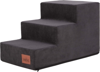 Bjird Haustiertreppe Savoy 50x30 cm, 60x40 cm (3 - 4 Stufen), Bezug abnehmbar und waschbar, Antirutsch