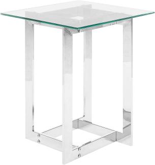 Beistelltisch Glas Silber quadratisch 40 x 40 cm CRYSTAL