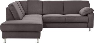 Cavadore Ecksofa Belfast mit Ottomane Polsterecke mit Federkern 243 x 88 x 218 Mikrofaser, Grau, links