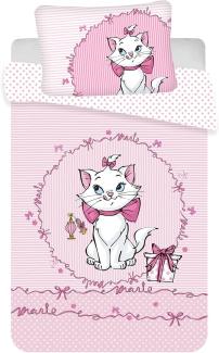 Disney Kinder Baby Bettwäsche Marie Aristocats Rosa gestreift Bettdecke 100x135 + Kopfkissen 40x60 cm 100 % Baumwolle