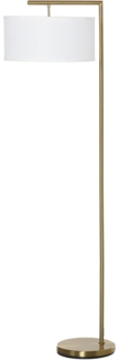 HOMCOM Stehlampe Stehleuchte E27 Sockel für Wohnzimmer Schlafzimmer, Metall Stahl Leinen Gold+Weiß 47 x 37 x 153 cm