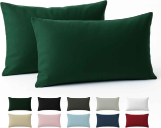 Kissenbezug 40x80 Renforcé Baumwolle (2er-Set) - Grün - Dicht gewebt mit 57 Fäden/cm² - Kissenbezug 40x80 cm - Oeko Tex Zertifiziert - Dreamzie
