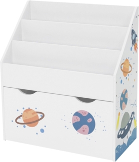 Joyz Spielzeugtruhe Kinderregal Kindermöbel Kinderzimmerregal Spielzeug Spielzimmer Möbel, Weltraum Bücherregal mit 3 Fächern Pressspan