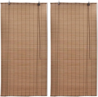 vidaXL Bambusrollos 2 Stk. 80x160 cm Braun 3057518