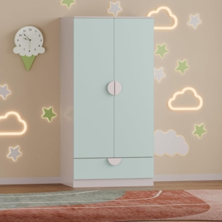 Kinderkleiderschrank Sandnes mit Schublade 123x60x40 cm Mintgrün [en. casa]